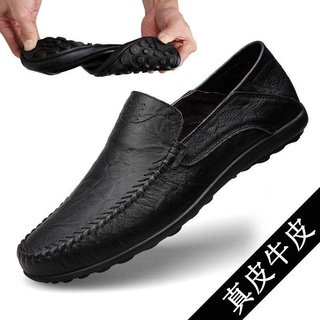 sapatos planos masculinos sapatos masculinos Sapatos outonais Couro dos homens Respirável Soft Bottom Sapatos masculinos Ne-slip Negócio Um pedal Masculino sapatos preguiçosos sapatos de ervilhas