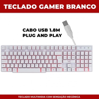 Teclado Gamer VX Gaming Hydra Branco ABNT2 Multimidia Com Led Vermelho sensacao MECANICA USB 1.8M - GTH110BV (4)
