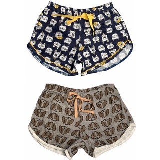 Pijama Short Feminino Infantil Algodão Estampado Cachorrinho Com Cordão - Tam 01 ao 14