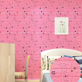 Cor de rosa Papel de parede infantil Adesivo autoadesivo para Espuma Decoração quarto sala de estar (3)