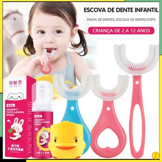 Escova De Dentes De Bebê Em Formato De U Conjunto De Higiene Bucal Creme Dental Para Crianças/Bebês 360 Graus