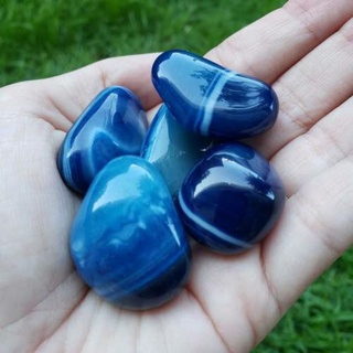 Pedra Ágata Azul Rolada Extra 1cm a 4cm | Proteção Paz Cura Saúde Grávidas | Pedra Natural