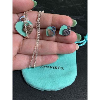 conjunto colar brinco Tiffany coração esmaltado acompanha saquinho de veludo da marca (1)