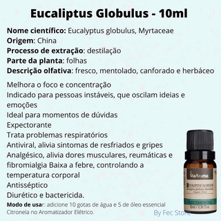 Óleo Essencial Eucalipto Globulus 100% Natural Via Aroma (2)