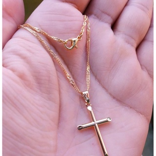 Colar corrente mini cruz crucifixo folheado a ouro dourado feminino Masculino Unisex gargantilha.