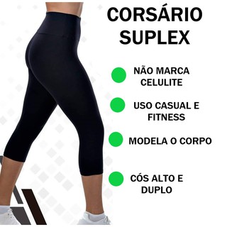 Calça Legging Corsário Suplex Cintura Alta - Capri para Academia Fitness