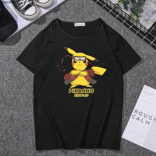 Camiseta Unissex Manga Curta Estampa Pikachu Em 2 Cores