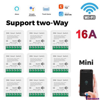 16a Mini Wifi Smart Switch Temporizador Interruptores Sem Fio De Automação Residencial Inteligente Compatível Com Tuya Alexa（1PC） tindream (1)