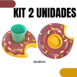 Porta Copo Boia Donuts Rosquinha Roxo Inflável de Piscina - Kit 2 Unidades