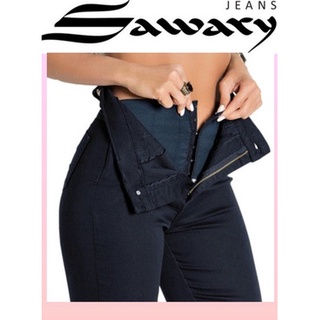 Calça Sawary Jeans Cos Alto Super Lipo + Cinta Modeladora