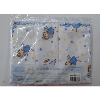 Paninho de boca babete para bebês kit com 3 peças bordadas toalha de boca 100% algodão