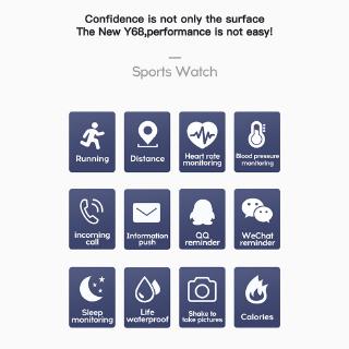 🔥Promotion🔥Y68 D20 Smart Watch Bluetooth com Monitor Fitness/Monitor de Pressão Arterial/Frequência Cardíaca Masculino (6)