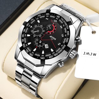 Relógio masculino genuíno estilo suíço de alto grau luminoso à prova d'água estilo empresarial relógio de quartzo de aço inoxidável