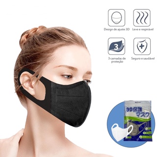 KIT 10/KIT 50 Mascara Descartável De Proteção Facial Tripla Camada S/ Clipe Nasal (2)