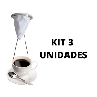 Kit 3 Unidades - Mini Coador De Café Com Suporte e Filtro de Pano Individual Pronta Entrega
