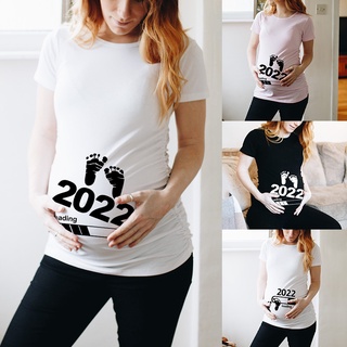 Camiseta De Manga Curta Bebê 2022 Para Gestantes / Maternidade / Gravidez Announcement (1)