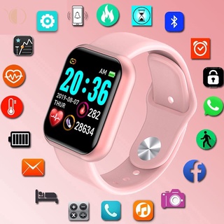 Relógio Smartwatch 888 Y68 Prova D'água Digital Rosa Feminino/Com Rel Gio E Monitor 3c