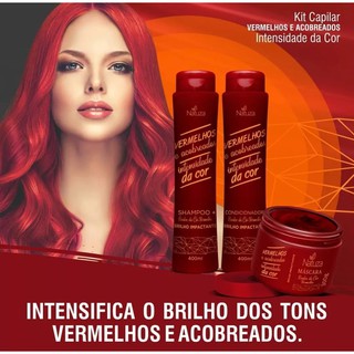 Kit Vermelhos Acobreados Matizador Natuza Shampoo + Condicionador + Mascara
