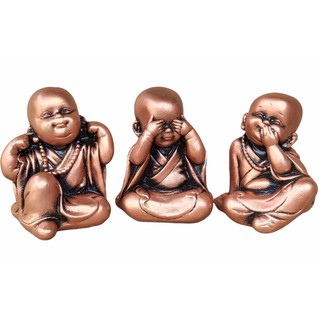 Buda Monge Trio de Budas Decoração Pequeno Monge Bebê Cego Surdo e Mudo Rose Gold Monge A