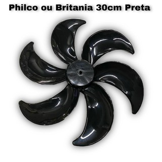 Hélice Britânia ou Philco 30cm 6 pás Centro Alto - Original - Preta