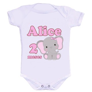 Body Bebê Elefante Mesversario Personalizado