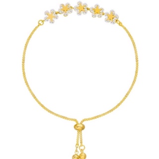 Pulseira Feminina Mulheres Dourada com strass cristal Pingentes de flores Banhada a Ouro 18k