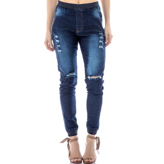 calça jeans feminina jogger azul escura detalhe rasgada (1)