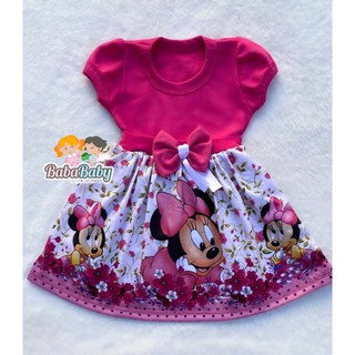 Vestido Temático Minnie Baby Rosa Infantil