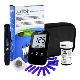 Medidor de glicose G-Tech Lite Completo - com 10 tiras - medir glicemia diabetes