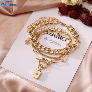 Pulseira Feminina Elegante Com Pingente De Corrente Grossa | Personalized Fashion Thick Chain Pendant Bracelet Elegant Women Jewelry Accessories Gift