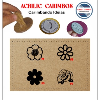 Mini carimbo decorativo Flor florzinha e camera para personalizar e decorar caixas embalagens sacolas kraft e bolsas