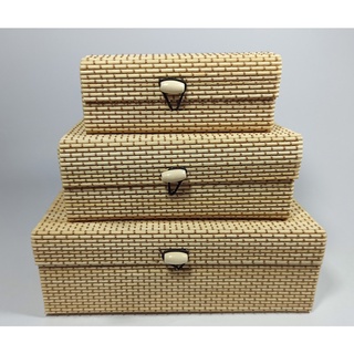 kit 3 Caixas Organizadoras Artesanal Feita em Bambu Decorativa (1)