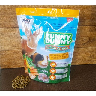 500g Ração Funny Bunny Super Premium Alimento Completo Extrusado para Coelho Hamster Porquinho da índia (2)