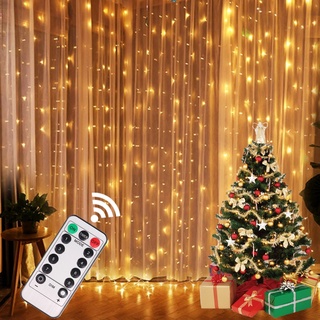 3Mx3M 300 LED Luz de cordão USB Festoon Fairy Garland Cortina Luz de Natal Decoração de Natal para férias em casa Lâmpada decorativa de ano novo