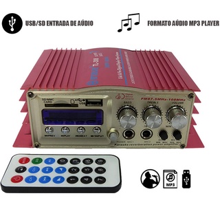 Amplificador De Som Áudio Receiver Bluetooth Karaoke Som Ambiente Usb Fm 110v 12V