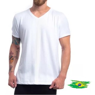Camiseta GOLA V branca para sublimar 100% poliéster.