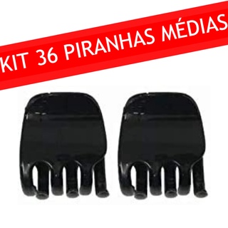Kit com 36 piranhas médias prendedor de cabelo 4x3cm envio imediato Preto Transparente
