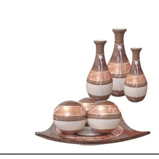 Conjunto Enfeite Para Casa Quarto Sala - Centro Mesa Vasos Decorativo De Cerâmica - 7 Peças (3)