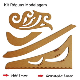 Kit Régua de Modelagem para Costura e Corte de Tecido com curva francesa