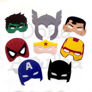 10 Máscaras Super Heróis em EVA lembrancinha festa infantil