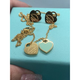 conjunto colar e brinco Tiffany duplo coração esmaltado acompanha sacolinha de veludo (7)