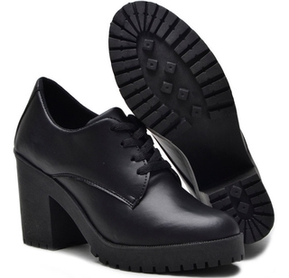 Sapato Feminino Coturno Oxford Salto Grosso Tratorado Verniz (5)