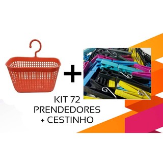 Kit 72 Prendedores Pregador + 1 Cestinho