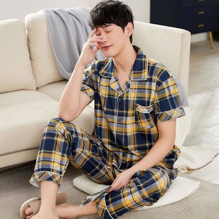 Roupa De Dormir/Pijama/Masculino 100 % Algodão De Manga Curta