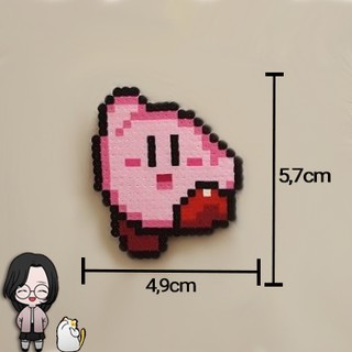 Kirby Ímã ou Chaveiro - Pixel Art/ Hama Beads