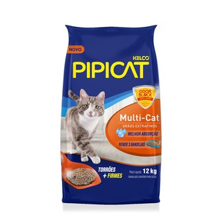 Areia para Gato Pipicat Multi-Cat Kelco 12kg