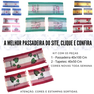 Kit Com Jogo 03 Peças Tapete Passadeira Para Cozinha Pintado a Mão Atacado Oferta Tapetes Piso (3)
