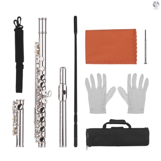 Flauta 16 Furos Buraco Fechado C Chave Flautas Cupronickel Instrumento Woodwind Com Cle (1)