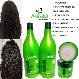 Kit tratamento Shampoo Condicionador e Máscara Babosa 500gr Ahazo (3)