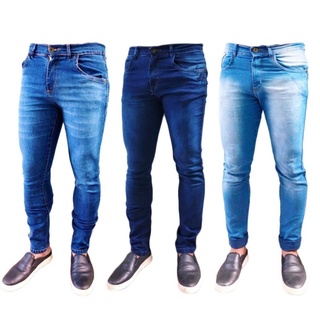 Kit 3 Calça jeans Masculina Slim Original Elastano Lycra